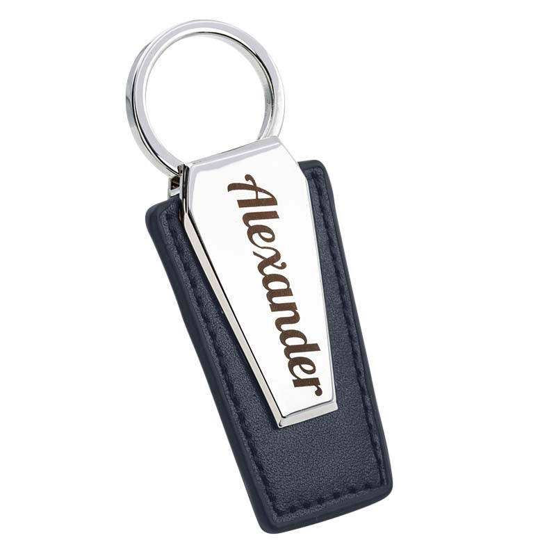 Personalisierter Leder-Schlüsselanhänger mit Metallplatte