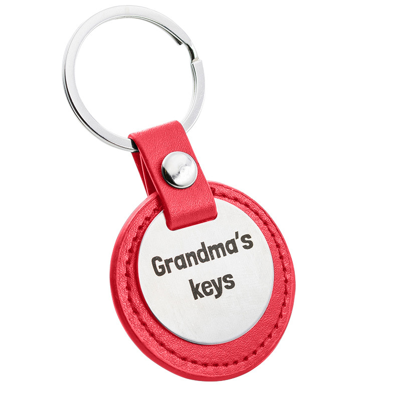 Personalisierter Schlüsselanhänger aus Leder mit Gravur und Kreis