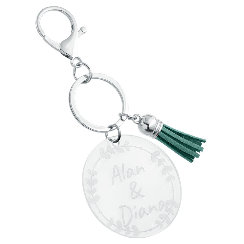 Personalisierter Acryl-Schlüsselanhänger mit Quaste - Elegantes Design