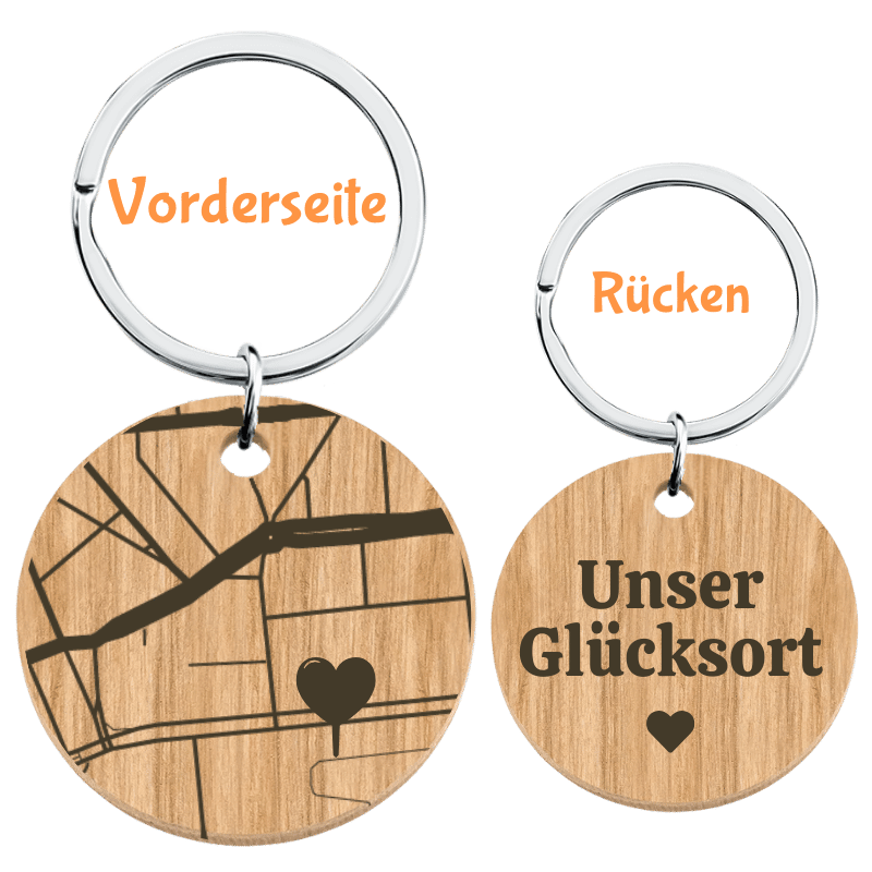 Personalisierter Geo-Karten Holz-Schlüsselanhänger