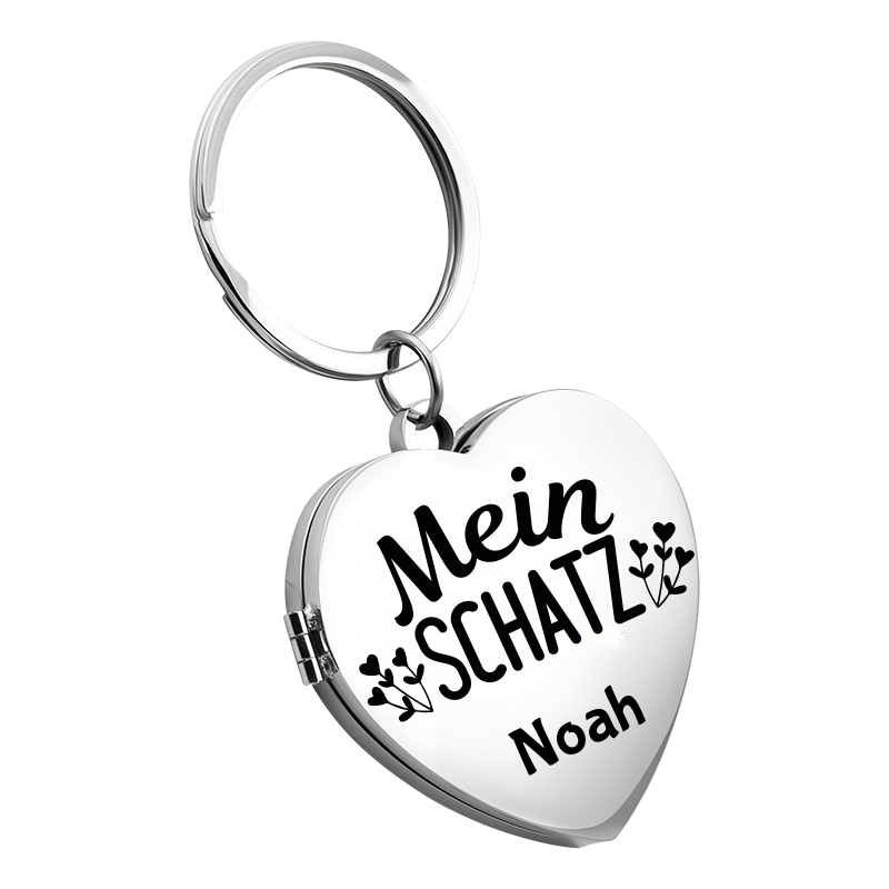 Personalisierter Schlüsselanhänger für Paare mit Fotos und Gravur „Mein Schatz